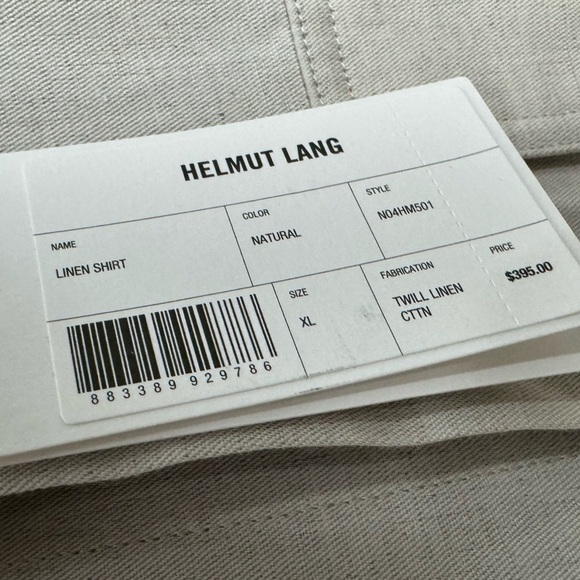 Helmut Lang Twill Linen Shirt Natural Tan Men’s XL - Picture 3 of 5